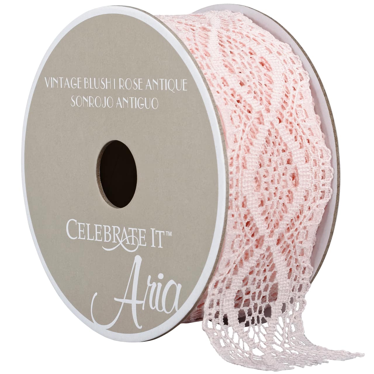 12 Pack: 1.5&#x22; x 3yd. Lace Vintage Blush Ribbon by Celebrate It&#x2122; Aria